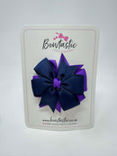 3 Inch Pinwheel Bow - Navy & Purple