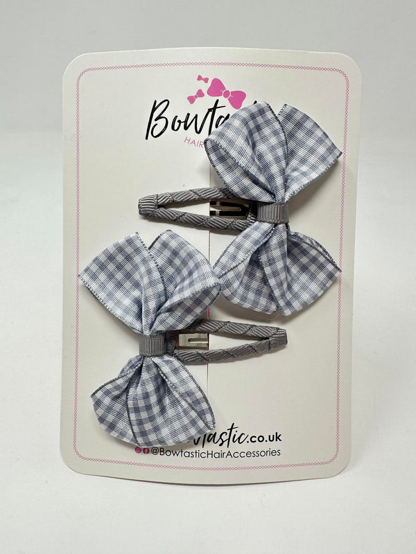 2.75 Inch Snap Clips - Grey Gingham - 2 Pack
