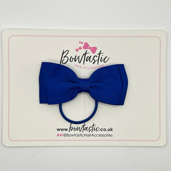 3 Inch Flat Double Bow Thin Elastic - Cobalt
