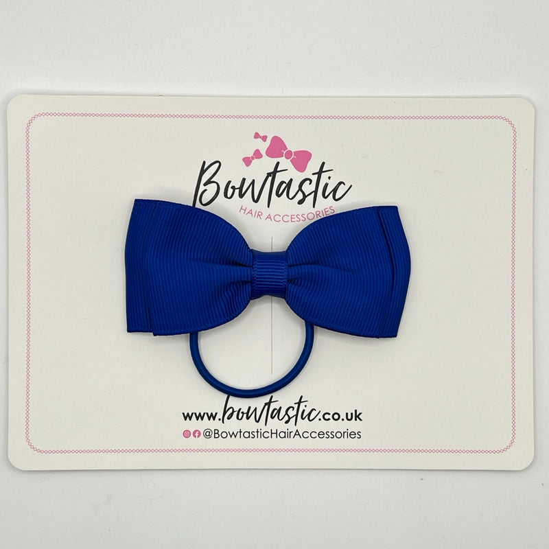 3 Inch Flat Double Bow Thin Elastic - Cobalt