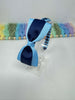 4 inch Flat Bow Alice Band - Navy & Blue Mist