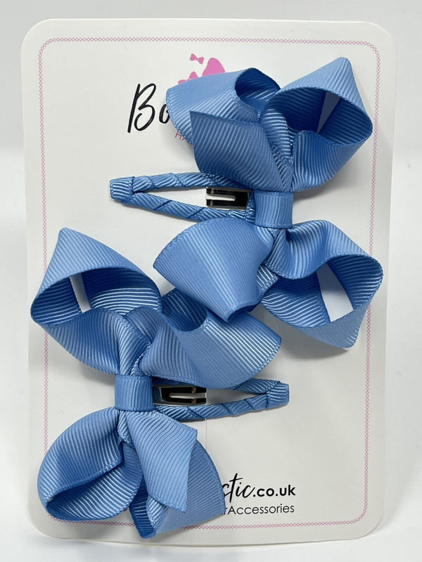 3 Inch Bow Snap Clip - French Blue - 2 Pack