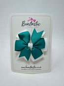 3 Inch Pinwheel Bow - Jade Green & White