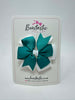 3 Inch Pinwheel Bow - Jade Green & White