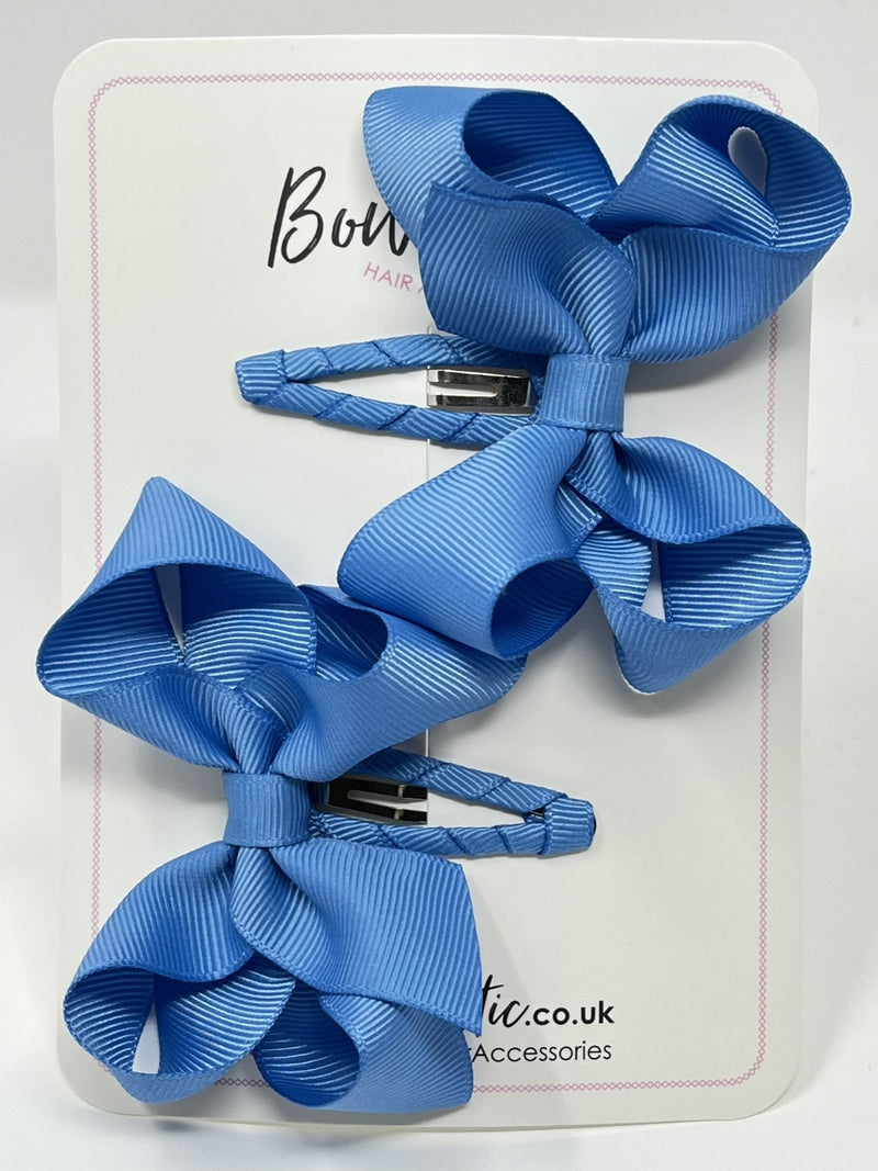 3 Inch Bow Snap Clip - Porcelain Blue - 2 Pack