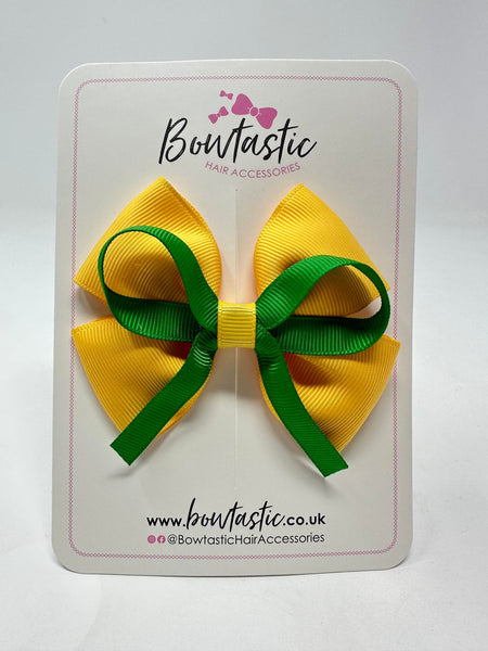 3.5 Inch Flat Bow - Emerald Green & Yellow Gold