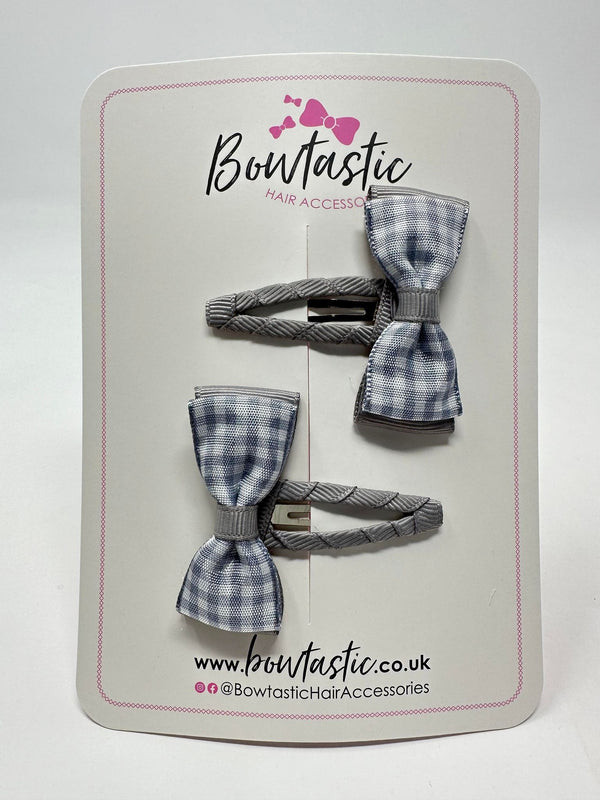 1.75 Inch Snap Clips - Grey Gingham - 2 Pack