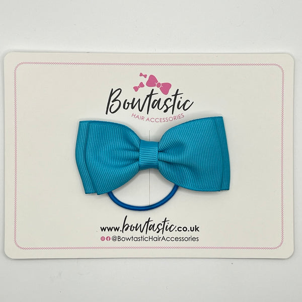 3 Inch Flat Double Bow Thin Elastic - Turquoise