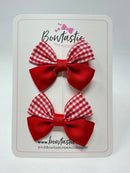 2.5 Inch Butterfly Bows - Red & Red Gingham - 2 Pack
