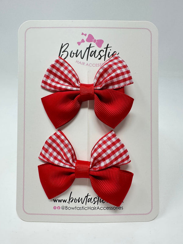 2.5 Inch Butterfly Bows - Red Gingham - 2 Pack