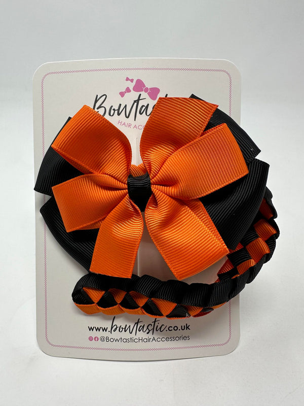 4 Inch Bow Bun Wrap - Orange & Black