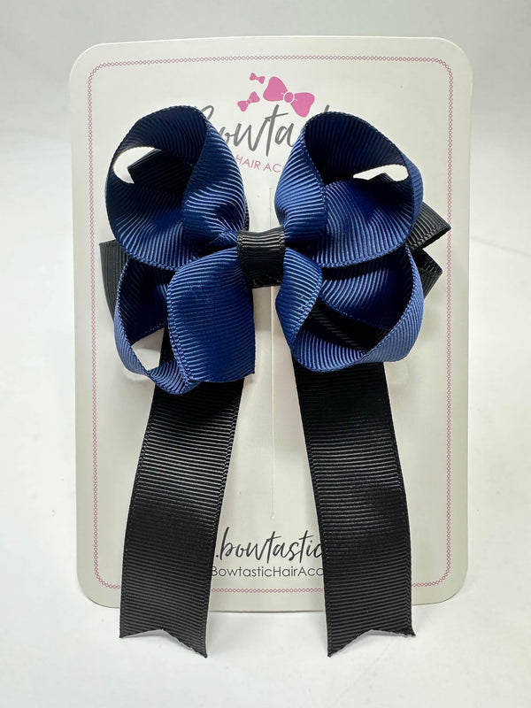 3.5 Inch Tail Bow - Navy & Black