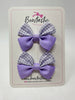 2.5 Inch Butterfly Bows - Lilac Gingham - 2 Pack