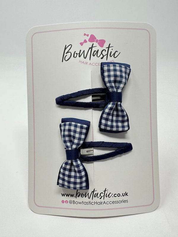 1.75 Inch Snap Clips - Navy Gingham - 2 Pack