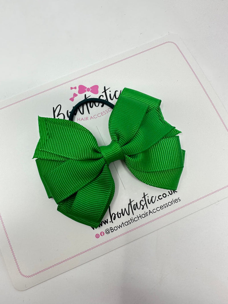 3.25 Inch Layer Bow Thin Elastic - Emerald Green