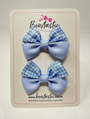 2.5 Inch Butterfly Bows - Light Blue Gingham - 2 Pack