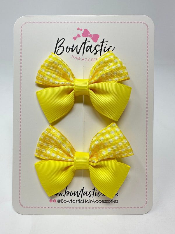 2.5 Inch Butterfly Bows - Yellow Gingham - 2 Pack