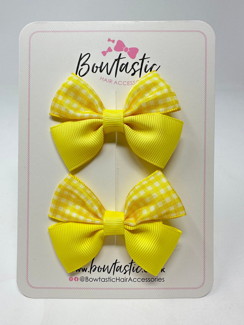 2.5 Inch Butterfly Bows - Yellow Gingham - 2 Pack