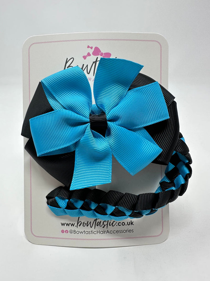 4 Inch Bow Bun Wrap - Turquoise & Black