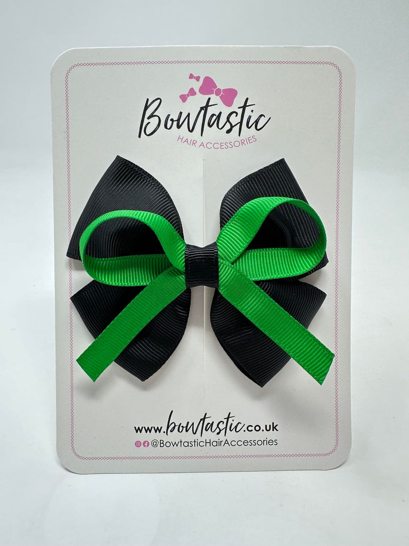 3.5 Inch Flat Bow - Emerald Green & Black