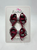2.5 Inch Bows - Metal Grey & Wine - 2 Pack