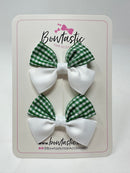 2.5 Inch Butterfly Bows - Green & White Gingham - 2 Pack