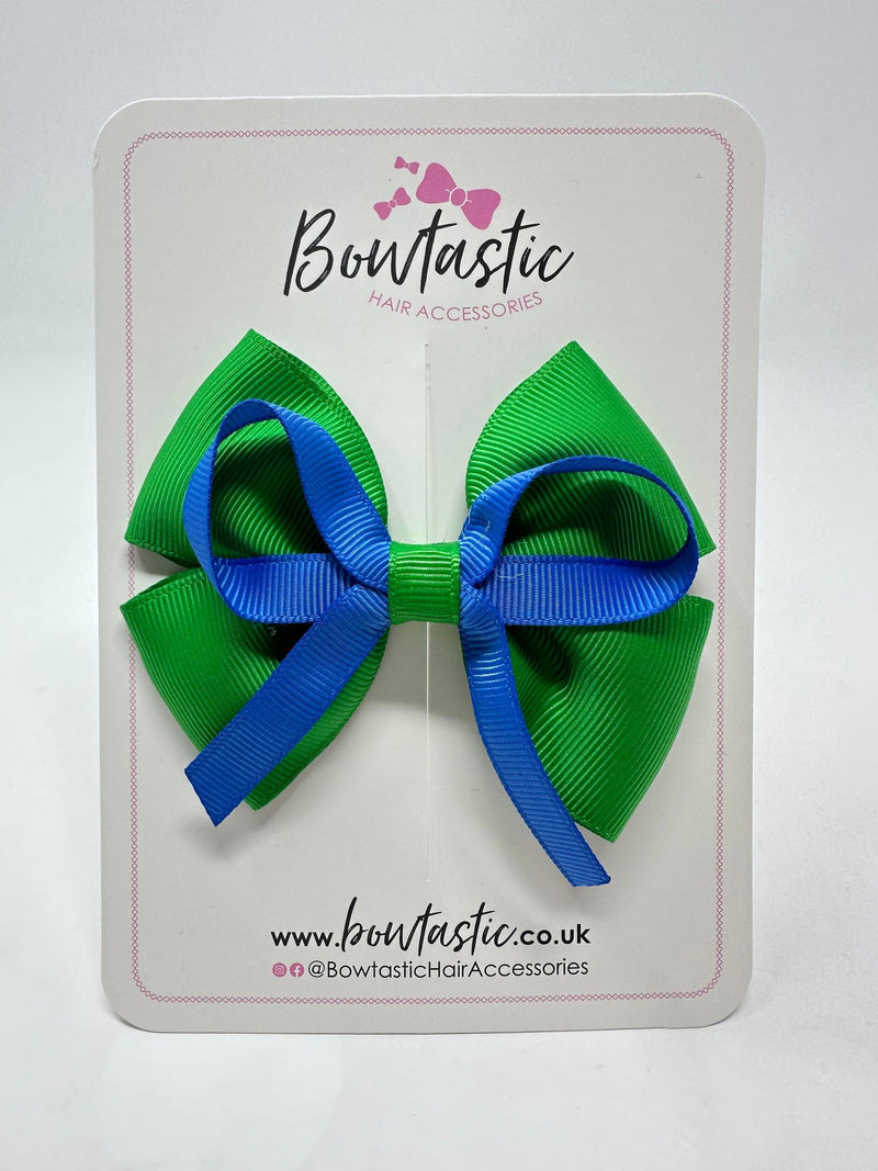 3.5 Inch Flat Bow - Royal Blue & Emerald Green