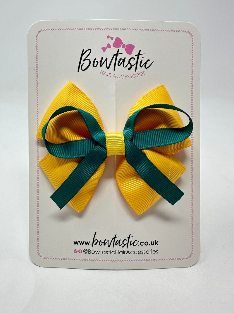 3.5 Inch Flat Bow - Jade Green & Yellow Gold