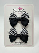2.5 Inch Butterfly Bows - Black Gingham - 2 Pack