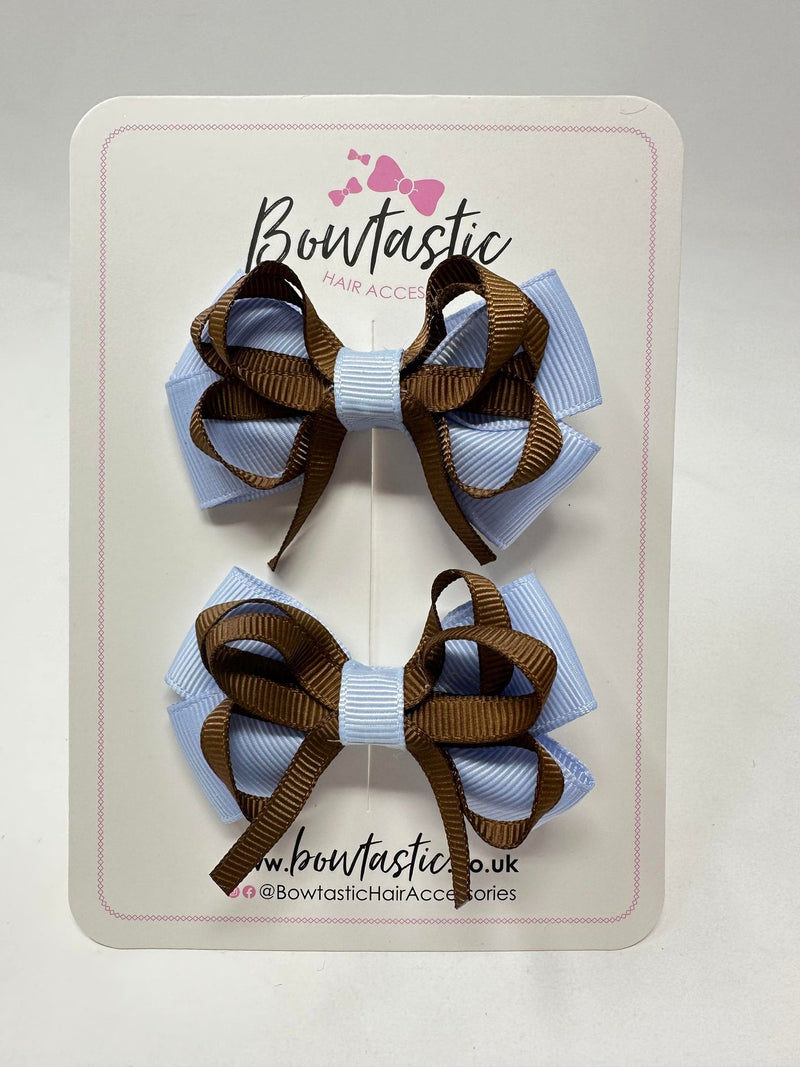 2.5 Inch Bows - Turftan & Bluebell - 2 Pack