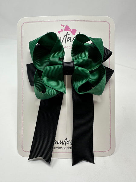 3.5 Inch Tail Bow - Forest Green & Black