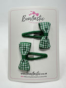 1.75 Inch Snap Clips - Forest Green & Green Gingham - 2 Pack