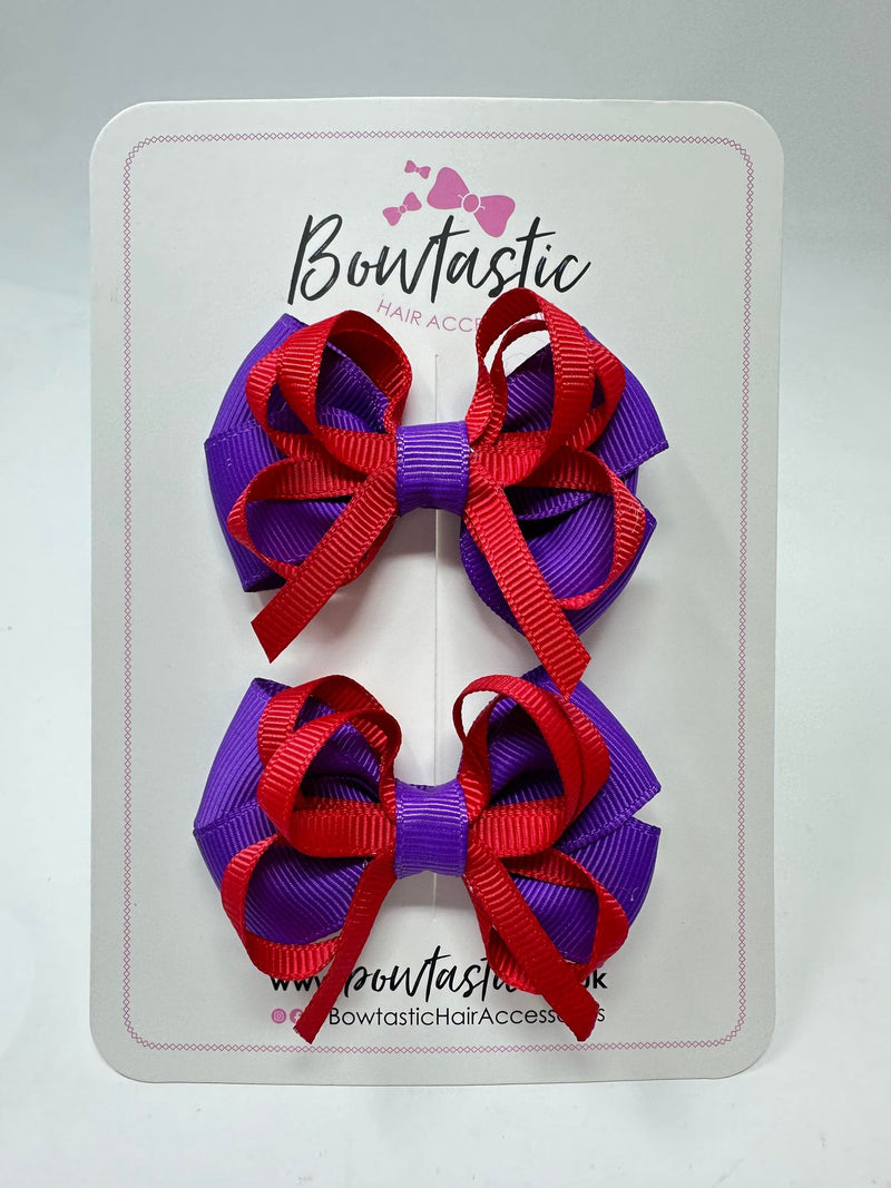 2.5 Inch Bows - Purple & Red - 2 Pack