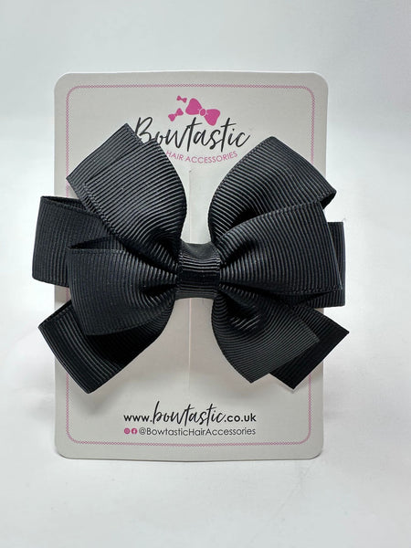 3.25 Inch Flat Double Bow - Black