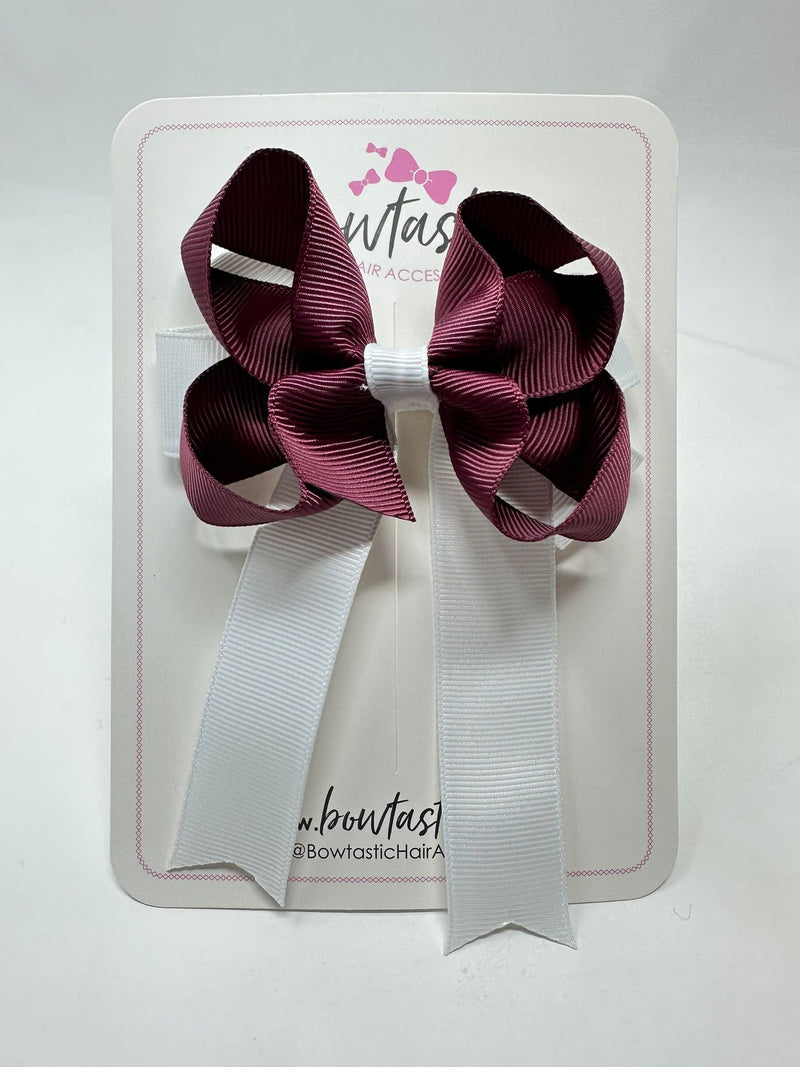 3.5 Inch Tail Bow - Burgundy & White