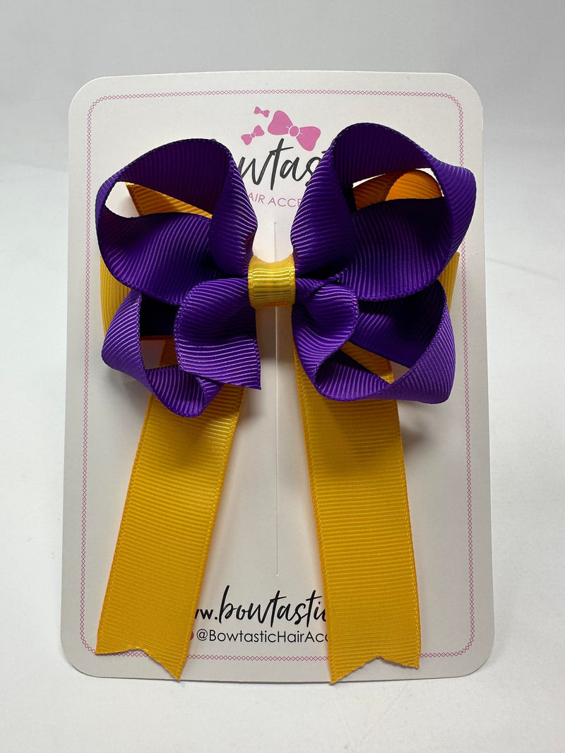 3.5 Inch Tail Bow - Purple & Yellow Gold