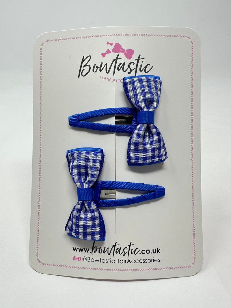 1.75 Inch Snap Clips - Royal Blue Gingham - 2 Pack