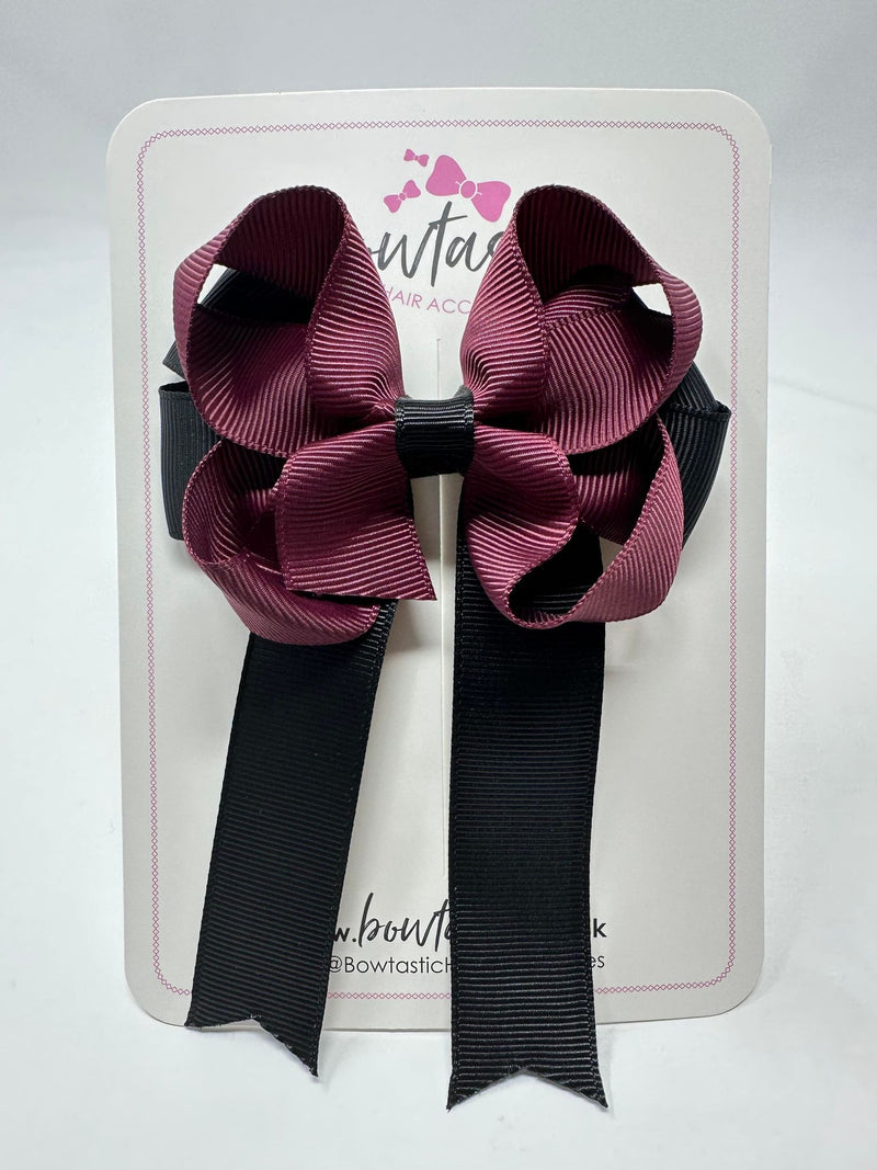 3.5 Inch Tail Bow - Burgundy & Black