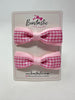 2.5 Inch Thin Tuxedo Bows - Pink Gingham - 2 Pack