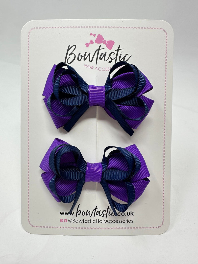 2.5 Inch Bows - Purple & Navy - 2 Pack