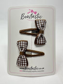 1.75 Inch Snap Clips - Turftan & Brown Gingham - 2 Pack