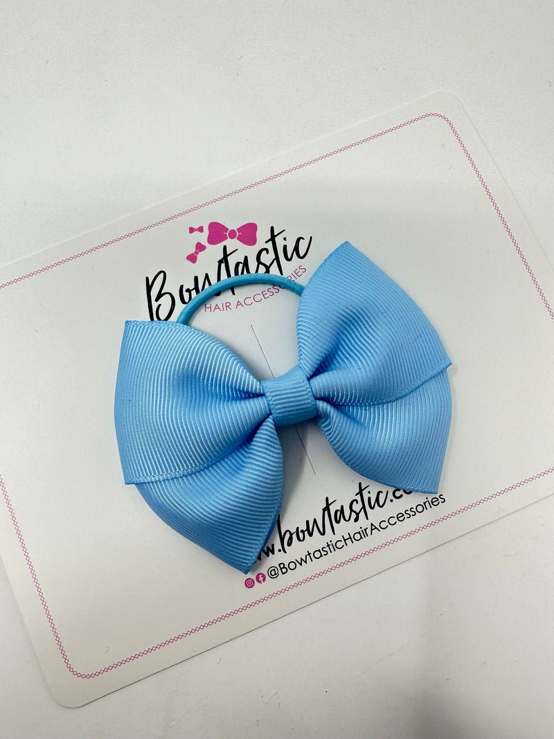 3 Inch Twist Bow Thin Elastic - Blue Topaz