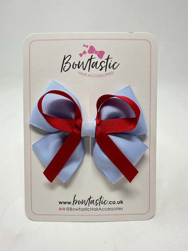 3.5 Inch Flat Bow - Red & Bluebell