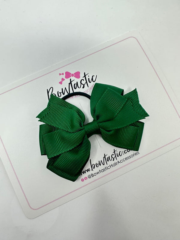 3.25 Inch Layer Bow Thin Elastic - Forest Green