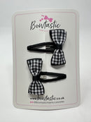1.75 Inch Snap Clips - Black Gingham - 2 Pack