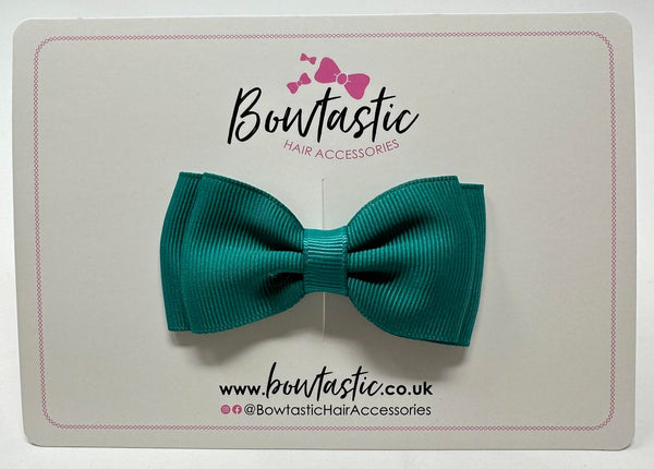 3 Inch Flat Double Bow - Jade Green