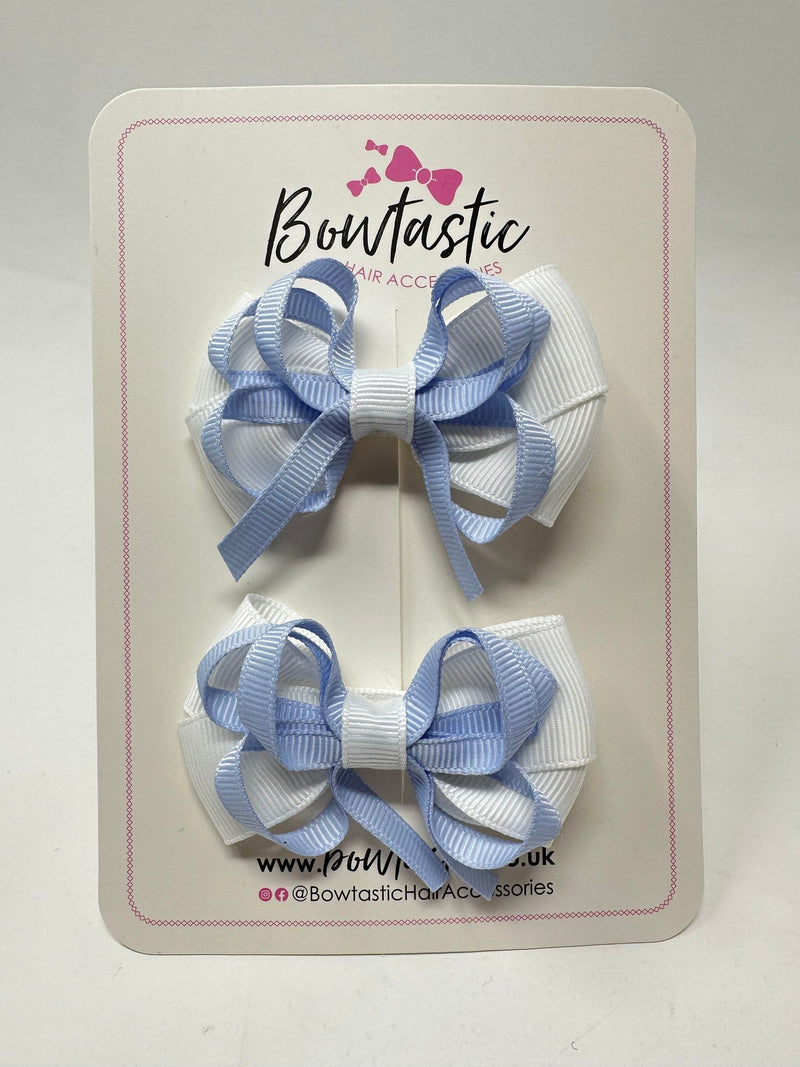 2.5 Inch Bows - Bluebell & White - 2 Pack