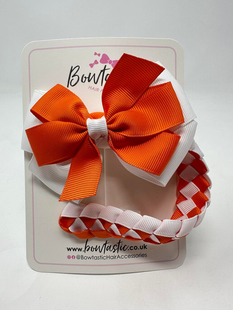 4 Inch Bow Bun Wrap - Orange & White