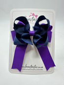 3.5 Inch Tail Bow - Purple & Navy