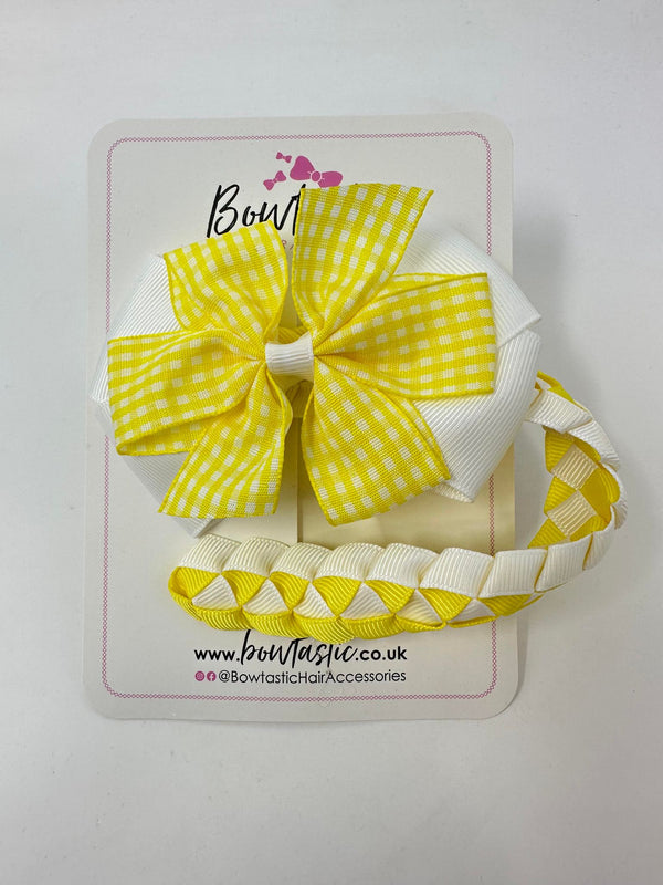 Bun Wrap - 4 Inch Bow - Yellow & White Gingham